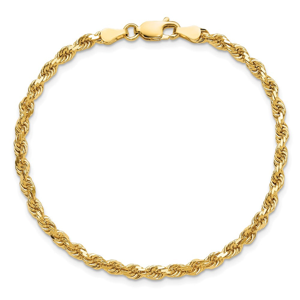 8 Inch 10K Yellow Gold 3.25mm Diamond-Cut Rope Chain Bracelet