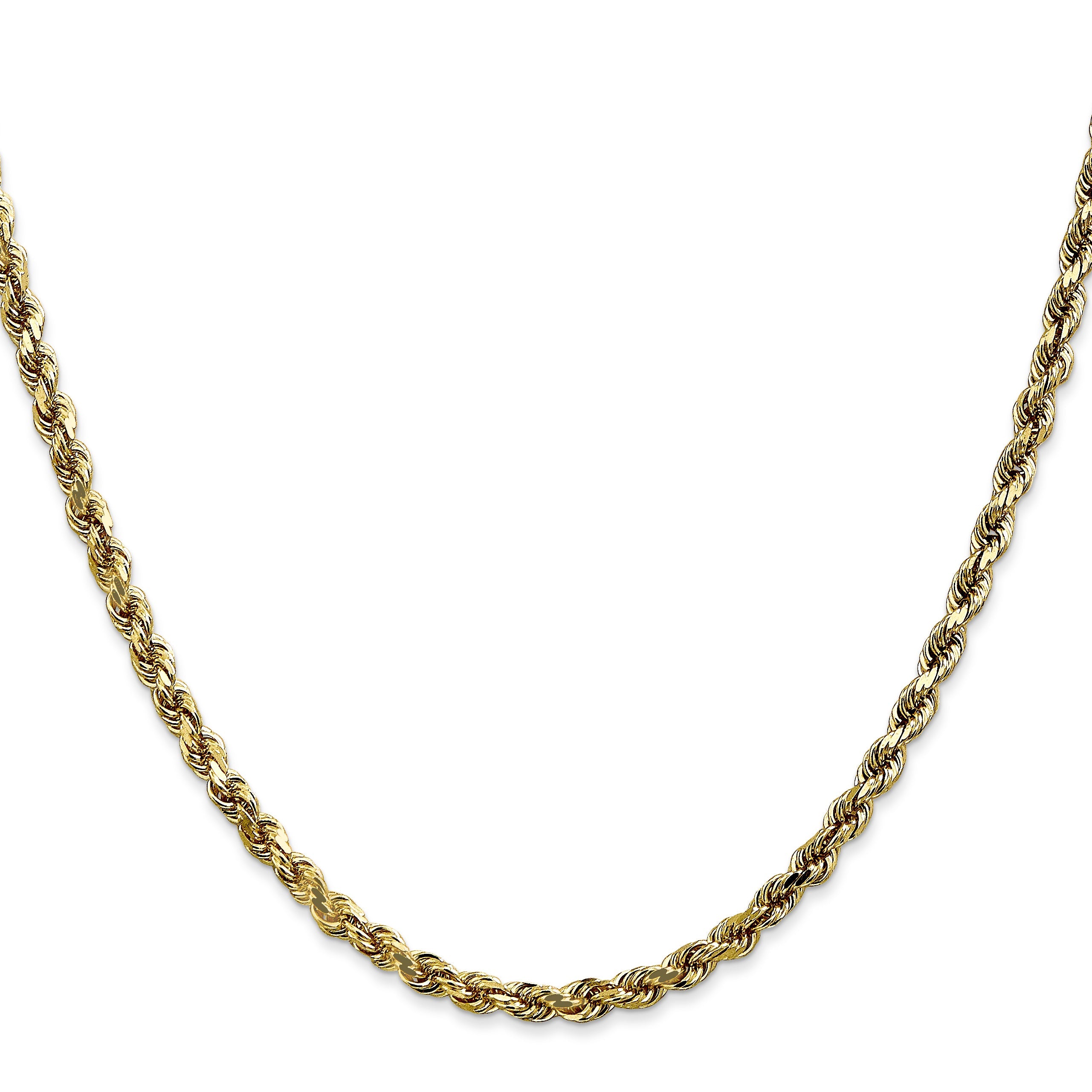 18 Inch 10K 3.5mm Diamond-Cut Rope Chain Necklace