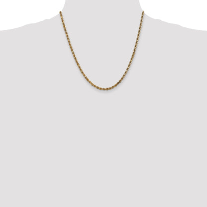 20 Inch 10K 3.5mm Diamond-Cut Rope Chain Necklace