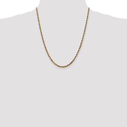 22 Inch 10K 3.5mm Diamond-Cut Rope Chain Necklace