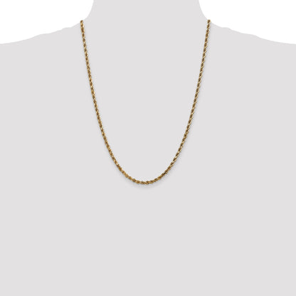 24 Inch 10K 3.5mm Diamond-Cut Rope Chain Necklace