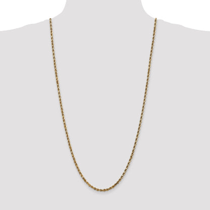 30 Inch 10K 3.5mm Diamond-Cut Rope Chain Necklace