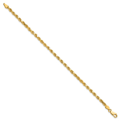 7 Inch 10k Yellow Gold 3.5mm Diamond-cut Rope Chain Bracelet