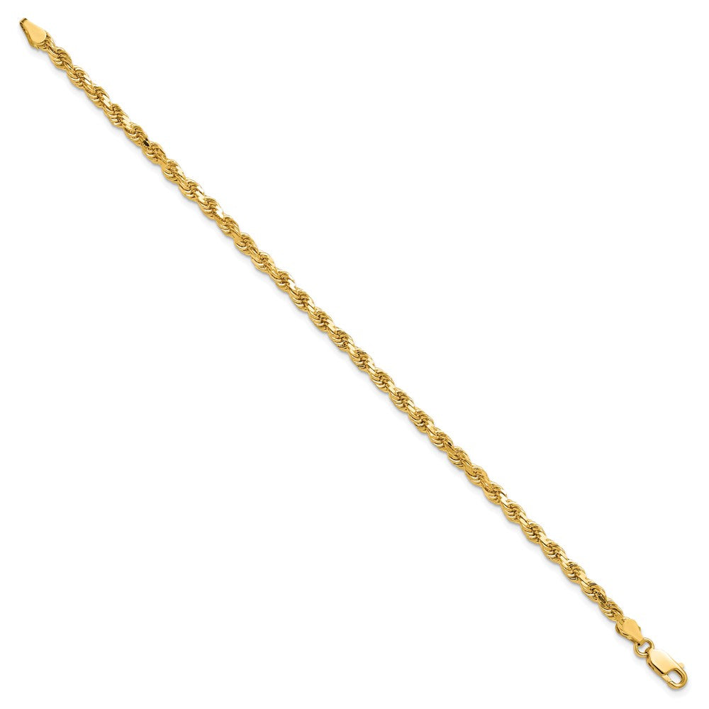 8 Inch 10k Yellow Gold 3.5mm Diamond-cut Rope Chain Bracelet