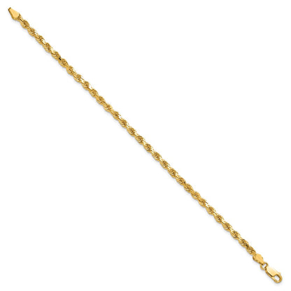 8 Inch 10k Yellow Gold 3.5mm Diamond-cut Rope Chain Bracelet