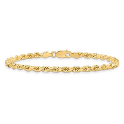 8 Inch 10k Yellow Gold 3.5mm Diamond-cut Rope Chain Bracelet