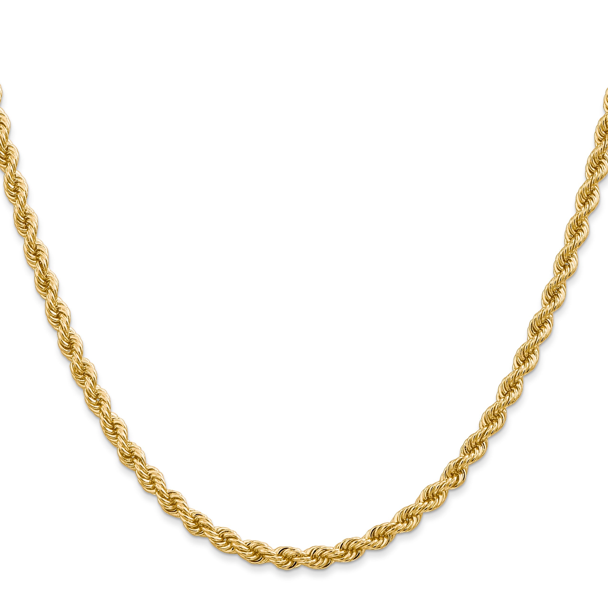 22 Inch 10K Yellow Gold 3.65mm Regular Rope Chain Necklace