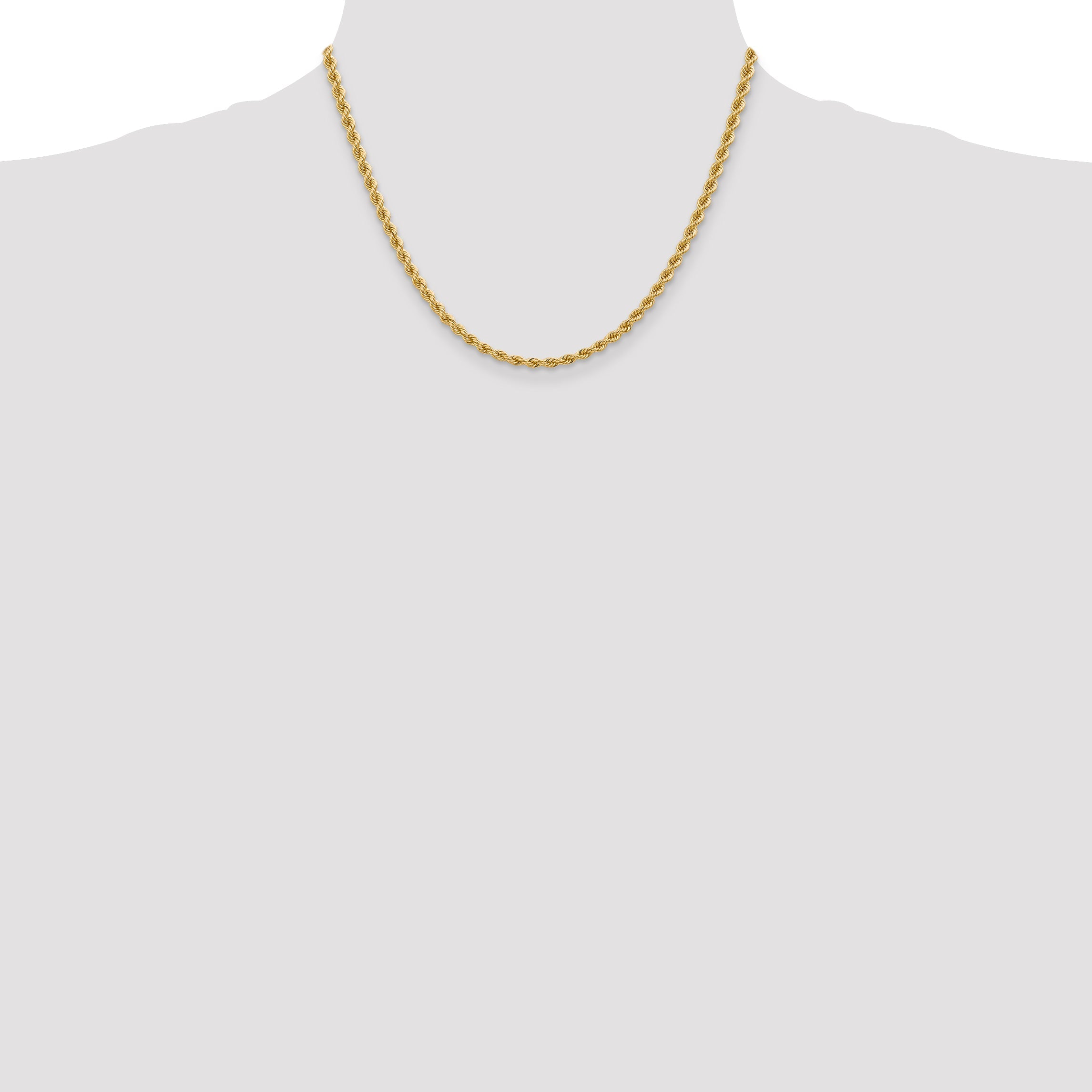 18 Inch 10K Yellow Gold 3.65mm Regular Rope Chain Necklace
