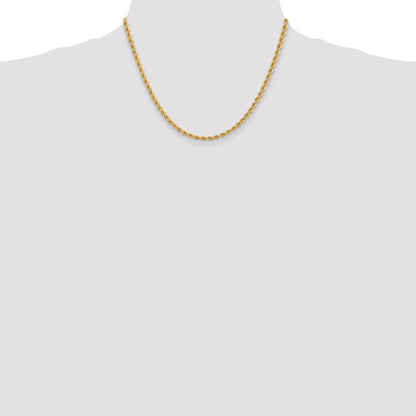 18 Inch 10K Yellow Gold 3.65mm Regular Rope Chain Necklace