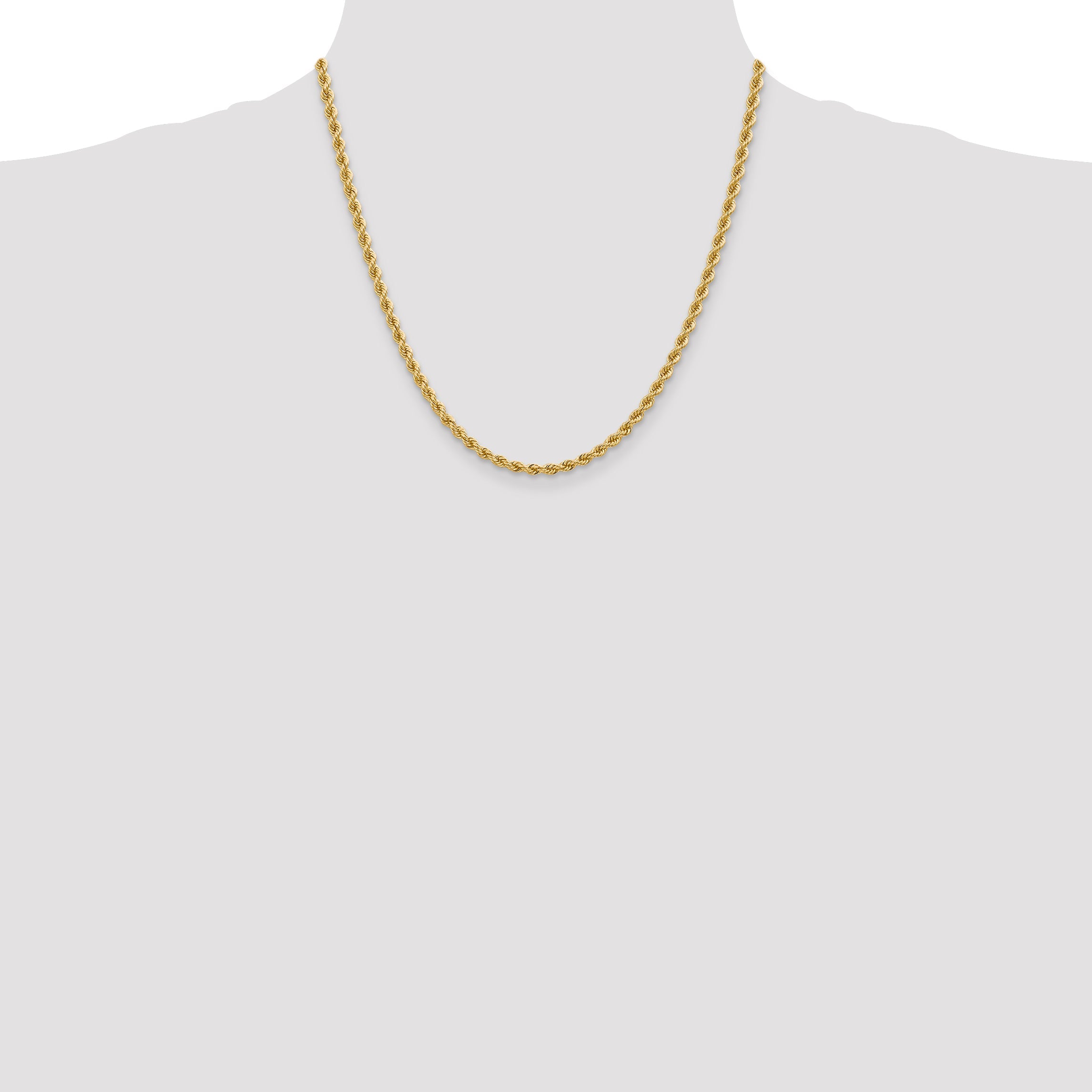 2 Inch 10K Yellow Gold 3.65mm Regular Rope Chain Necklace
