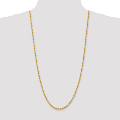 3 Inch 10K Yellow Gold 3.65mm Regular Rope Chain Necklace