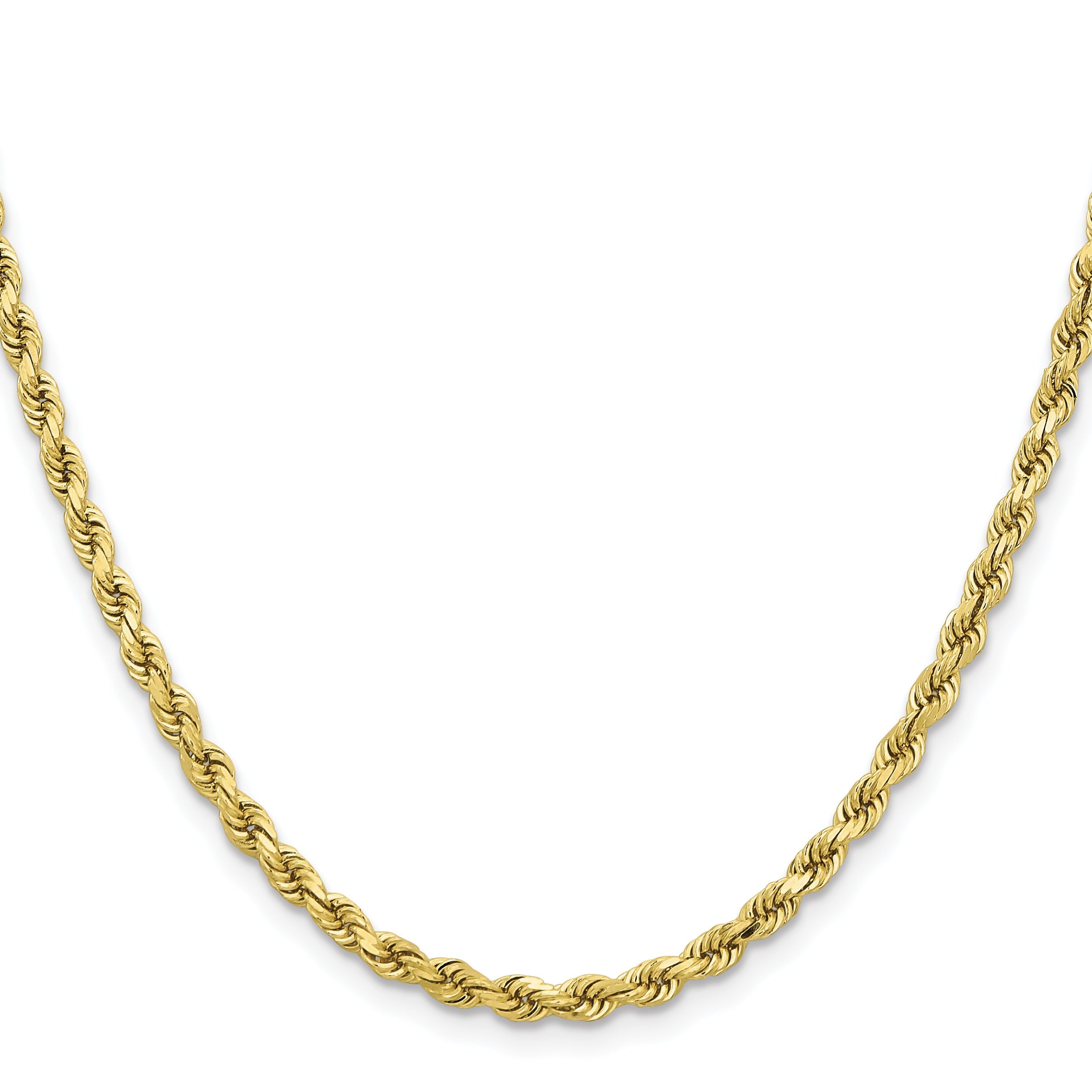 28 Inch 10K Yellow Gold 3.75mm Diamond-Cut Rope Chain Necklace
