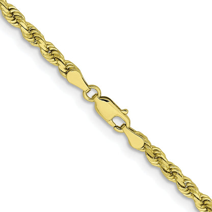 28 Inch 10K Yellow Gold 3.75mm Diamond-Cut Rope Chain Necklace