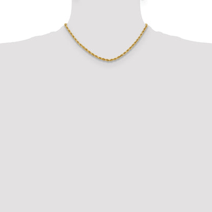 16 Inch 10K Yellow Gold 3.75mm Diamond-Cut Rope Chain Necklace