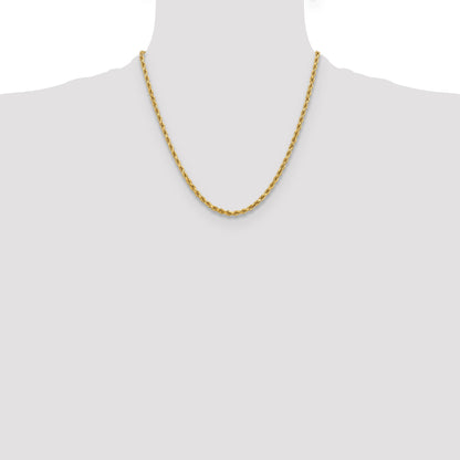 2 Inch 10K Yellow Gold 3.75mm Diamond-Cut Rope Chain Necklace