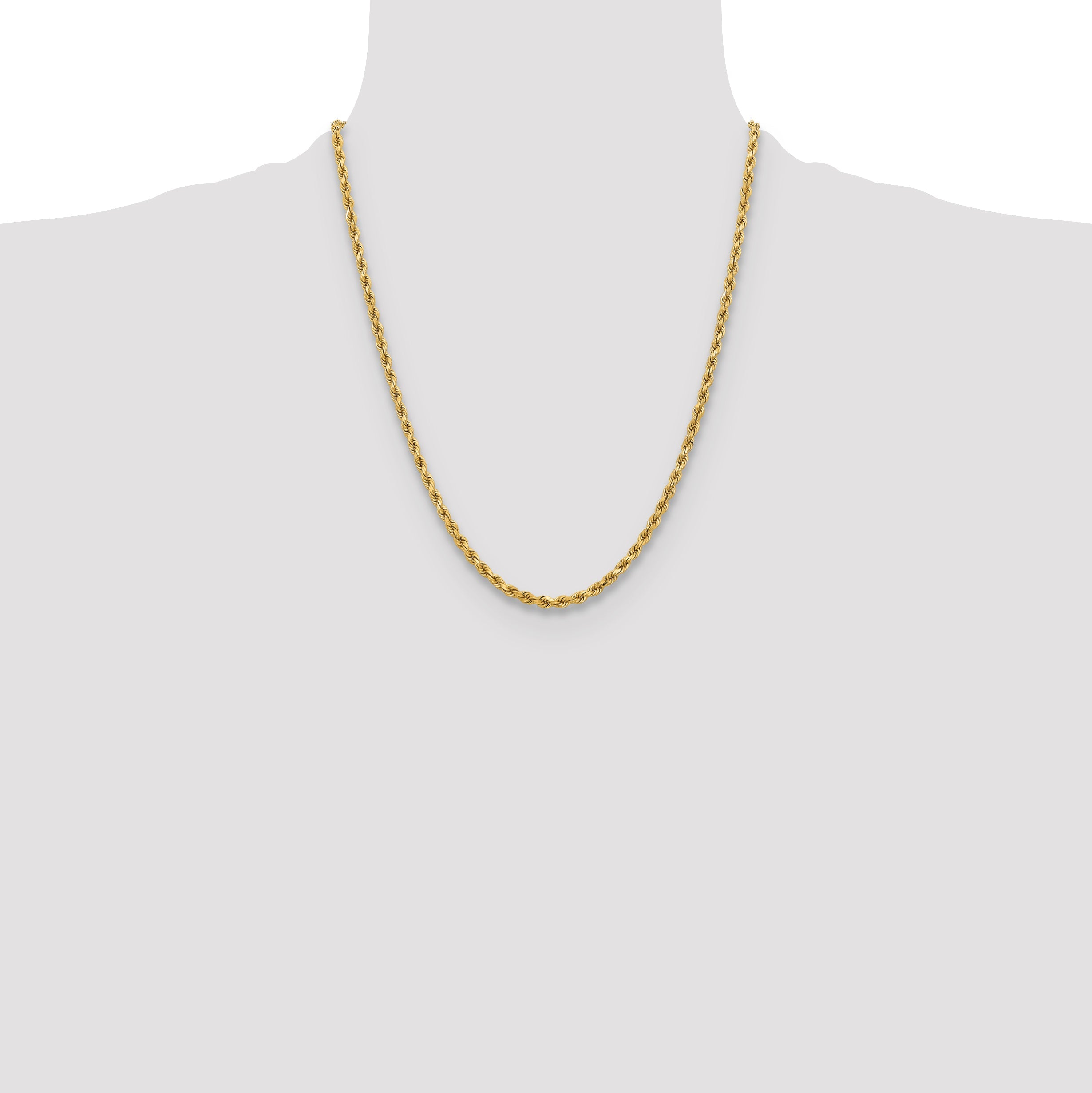 22 Inch 10K Yellow Gold 3.75mm Diamond-Cut Rope Chain Necklace