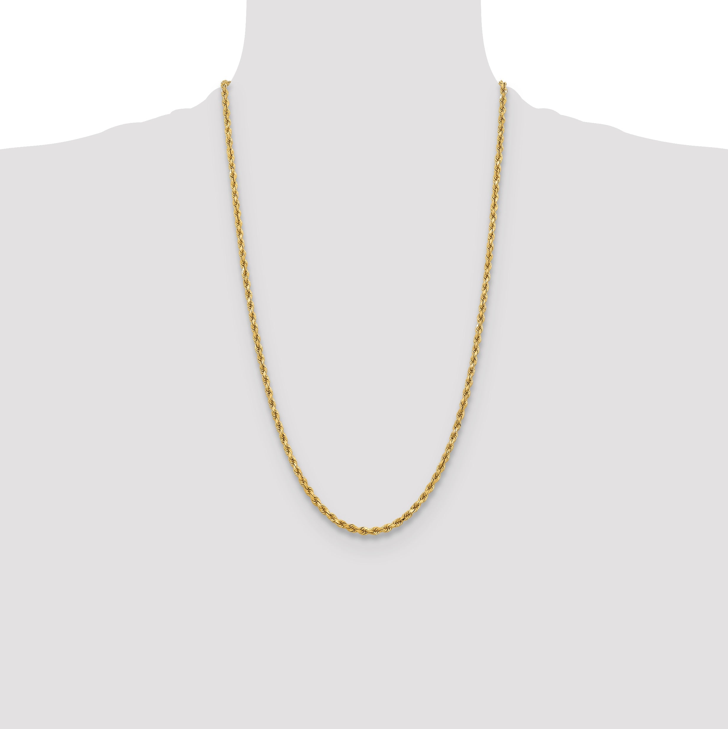 26 Inch 10K Yellow Gold 3.75mm Diamond-Cut Rope Chain Necklace