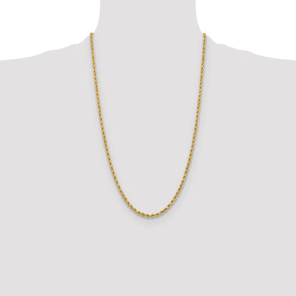 26 Inch 10K Yellow Gold 3.75mm Diamond-Cut Rope Chain Necklace
