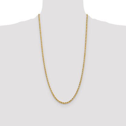 28 Inch 10K Yellow Gold 3.75mm Diamond-Cut Rope Chain Necklace