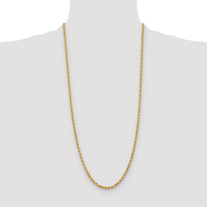 3 Inch 10K Yellow Gold 3.75mm Diamond-Cut Rope Chain Necklace