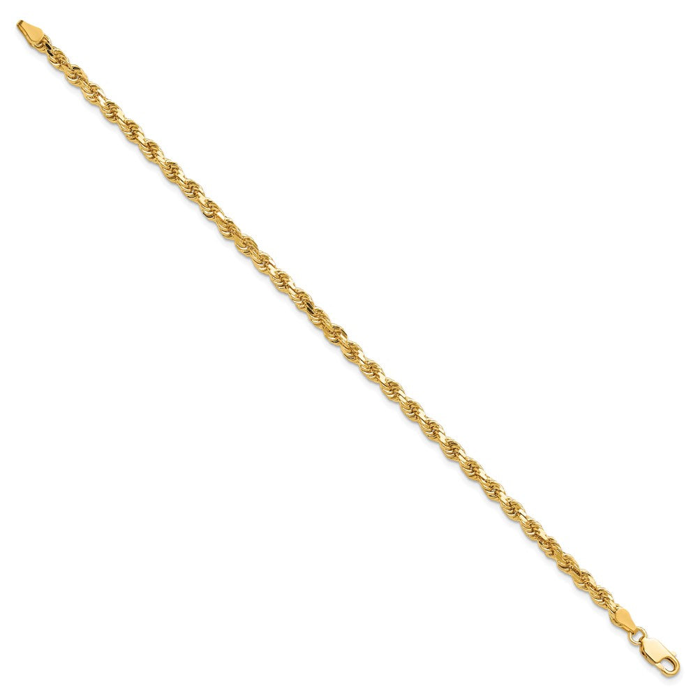 7 Inch 10K Yellow Gold 3.75mm Diamond-Cut Rope Chain Bracelet