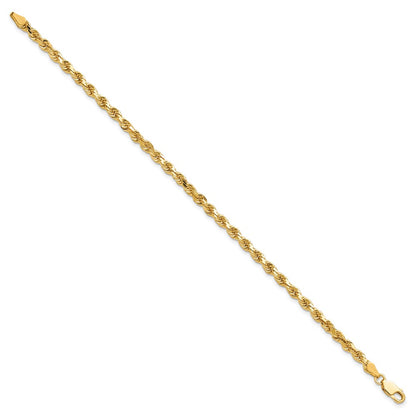 7 Inch 10K Yellow Gold 3.75mm Diamond-Cut Rope Chain Bracelet
