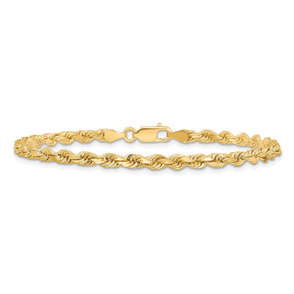 7 Inch 10K Yellow Gold 3.75mm Diamond-Cut Rope Chain Bracelet