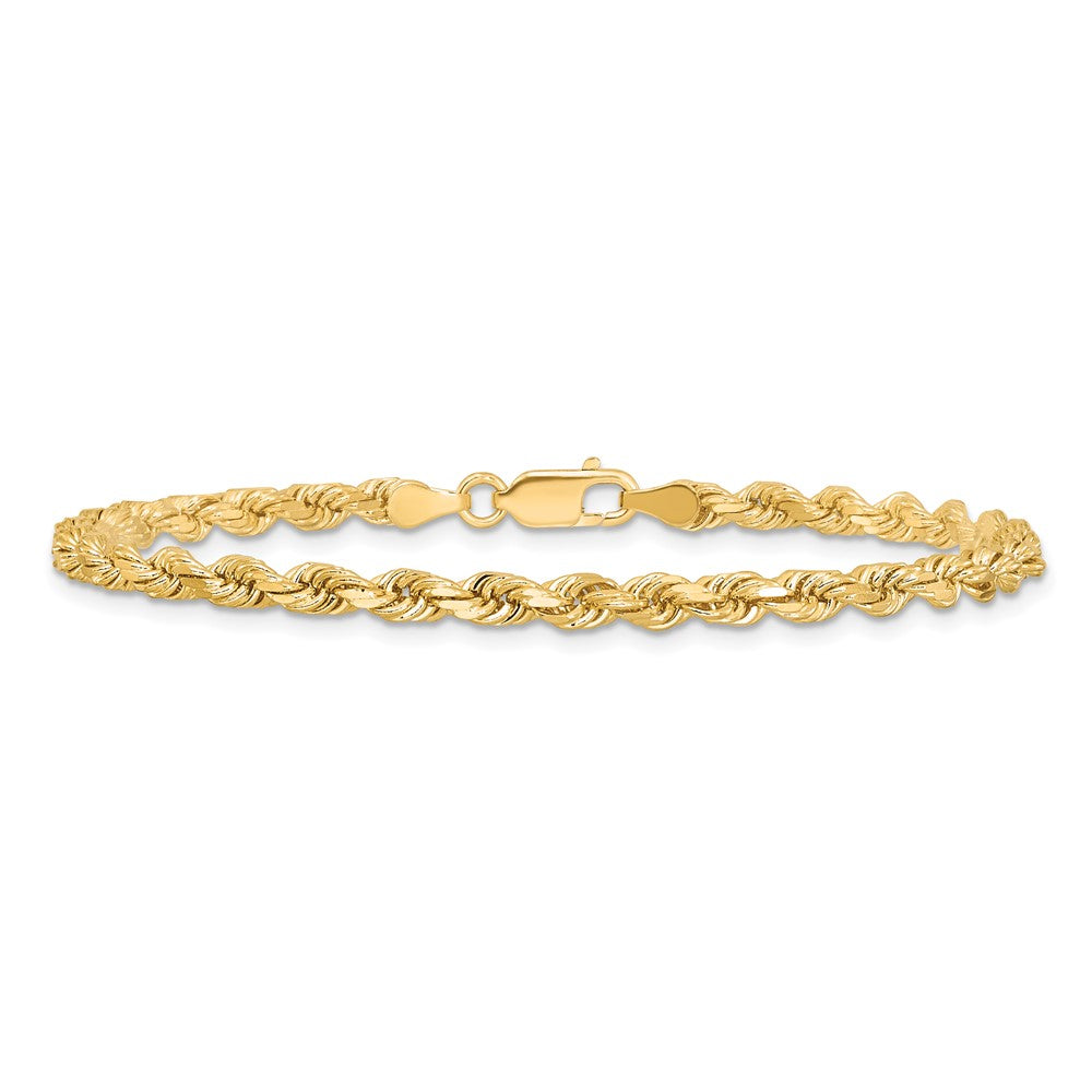 9 Inch 10K Yellow Gold 3.75mm Diamond-Cut Rope Chain Anklet