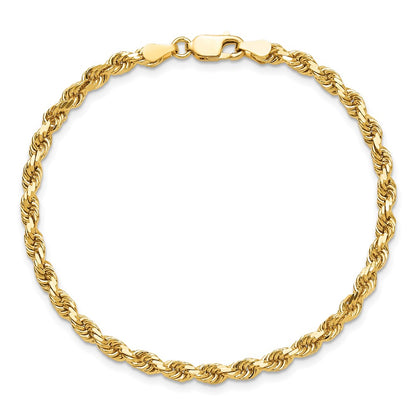 7 Inch 10K Yellow Gold 3.75mm Diamond-Cut Rope Chain Bracelet