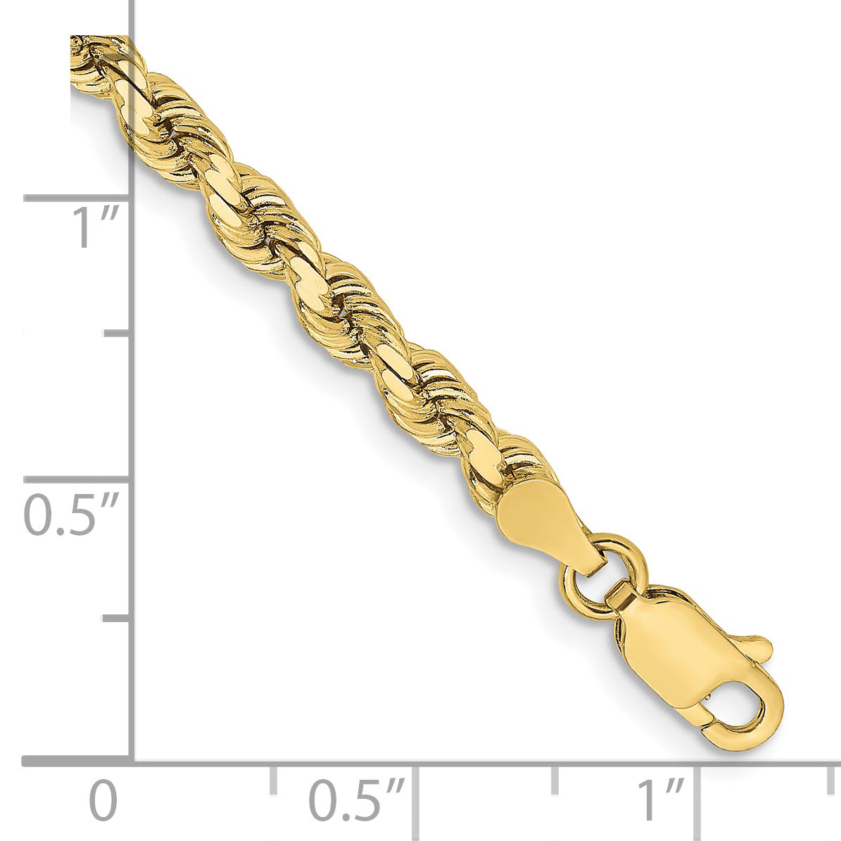 8 Inch 10K Yellow Gold 3.75mm Diamond-Cut Rope Chain Bracelet