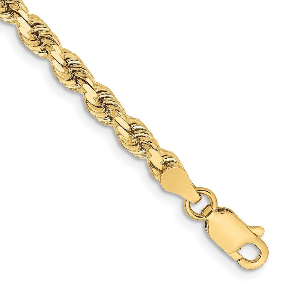 7 Inch 10K Yellow Gold 3.75mm Diamond-Cut Rope Chain Bracelet
