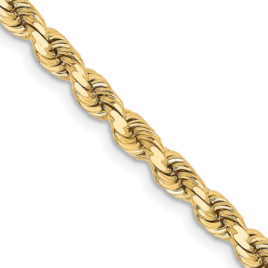 16 Inch 10K Yellow Gold 3.75mm Diamond-Cut Rope Chain Necklace
