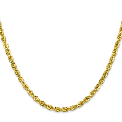 24 Inch 10K 4mm Diamond-Cut Rope Chain Necklace