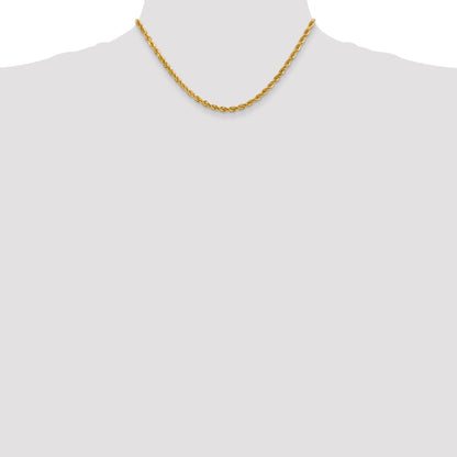 16 Inch 10K 4mm Diamond-Cut Rope Chain Necklace