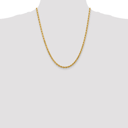 22 Inch 10K 4mm Diamond-Cut Rope Chain Necklace