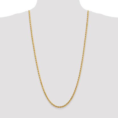 30 Inch 10K 4mm Diamond-Cut Rope Chain Necklace