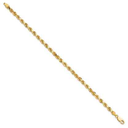 8 Inch 10k Yellow Gold 4mm Diamond-cut Rope Chain Bracelet