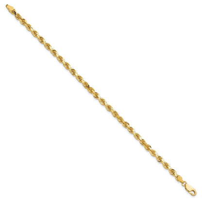 9 Inch 10K 4mm Diamond-Cut Rope Chain Bracelet