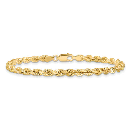 7 Inch 10k Yellow Gold 4mm Diamond-cut Rope Chain Bracelet