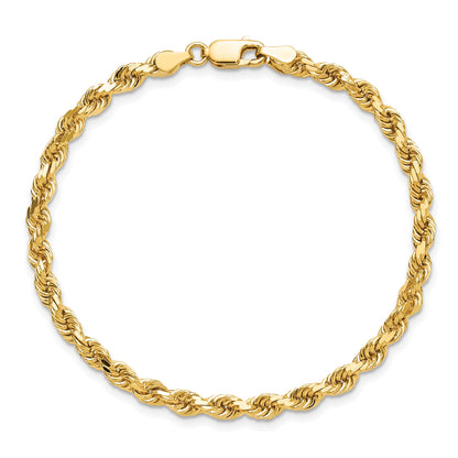 8 Inch 10k Yellow Gold 4mm Diamond-cut Rope Chain Bracelet