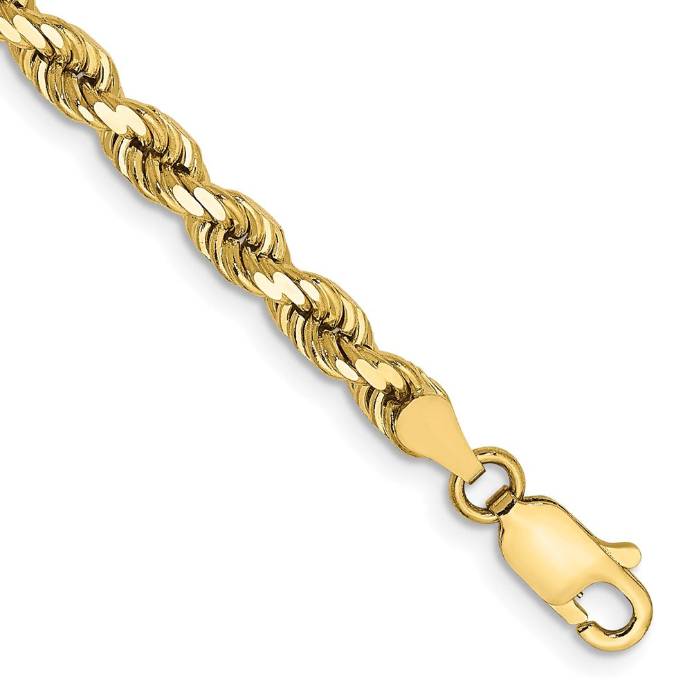 9 Inch 10K 4mm Diamond-Cut Rope Chain Bracelet