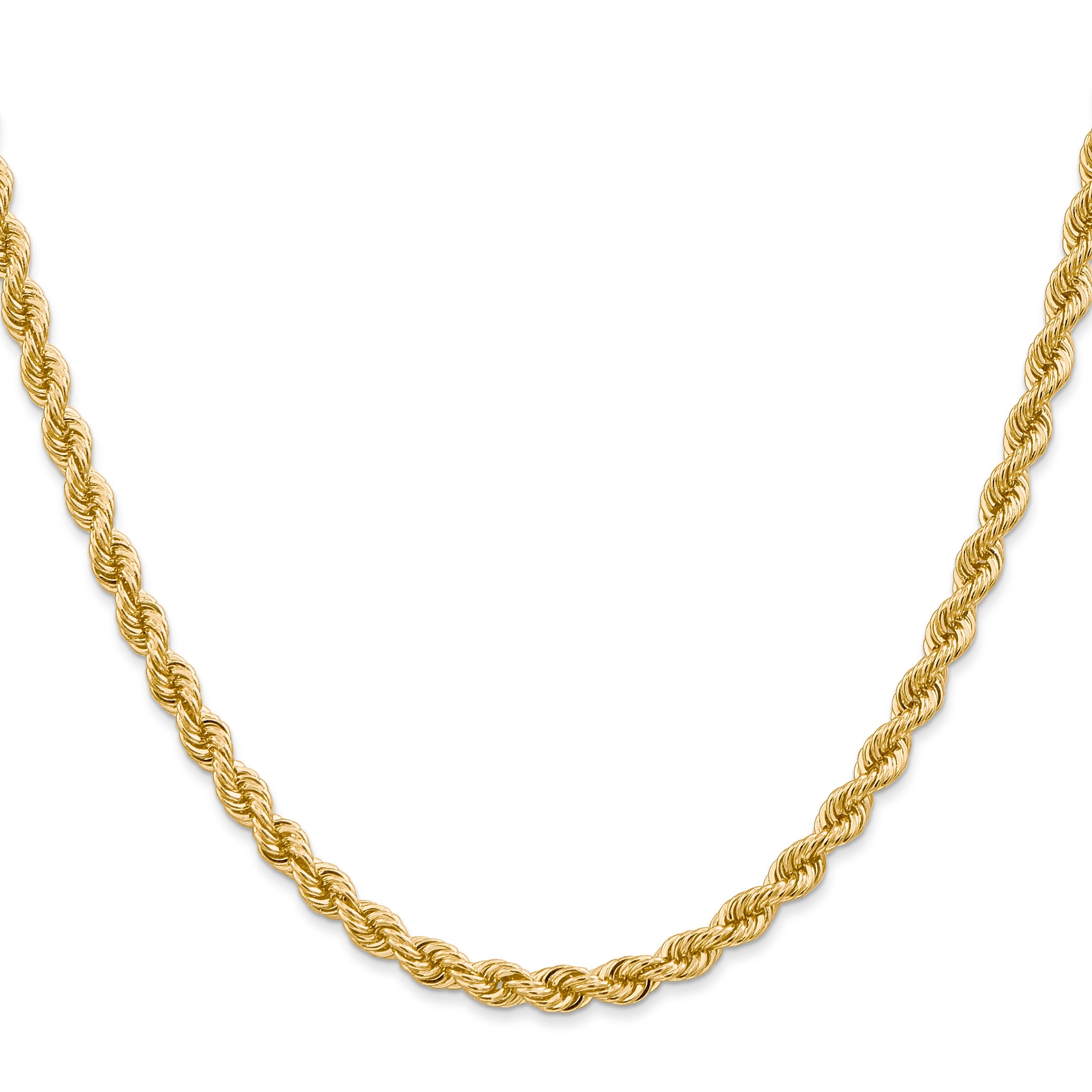 24 Inch 10K Yellow Gold 4mm Regular Rope Chain Necklace
