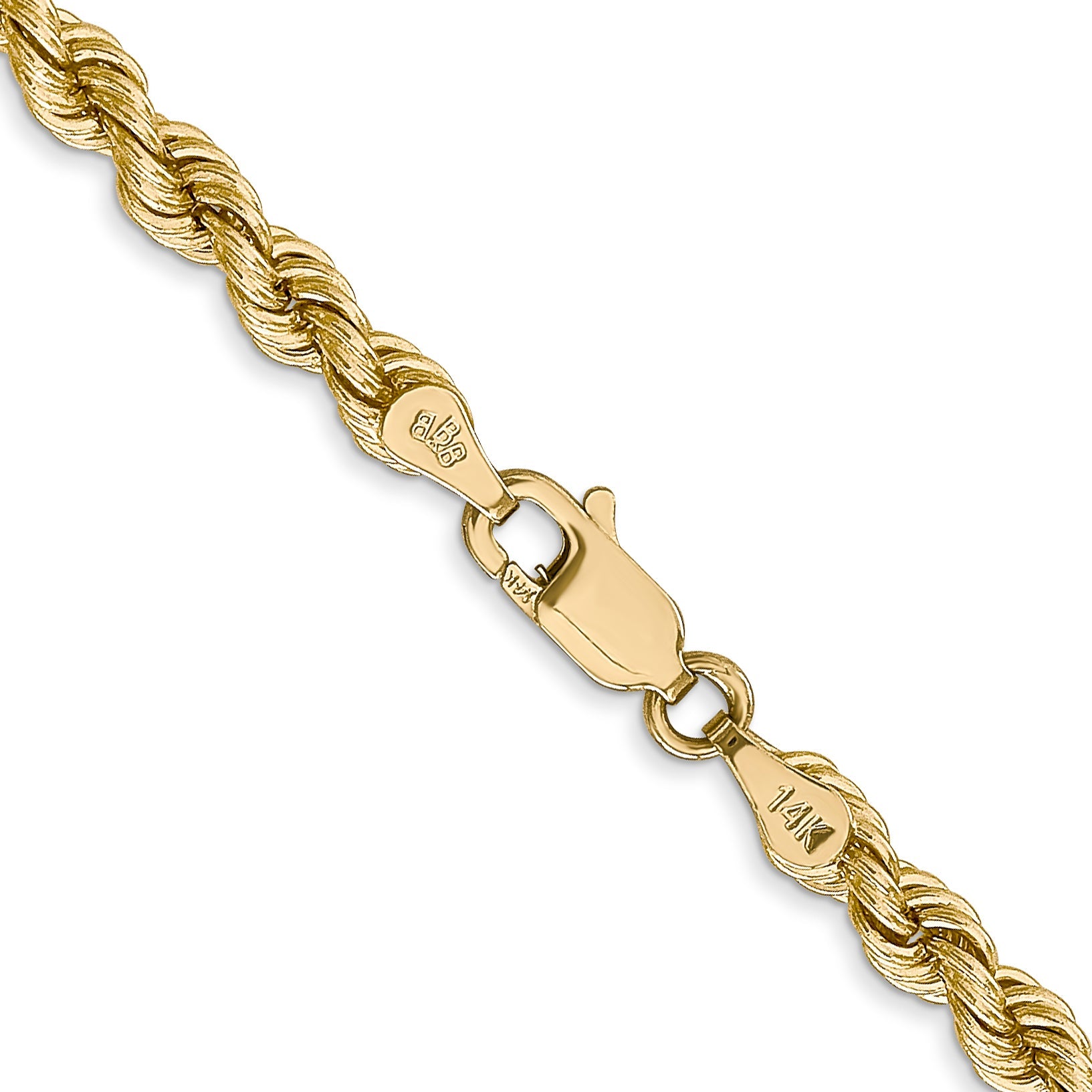 24 Inch 10K Yellow Gold 4mm Regular Rope Chain Necklace