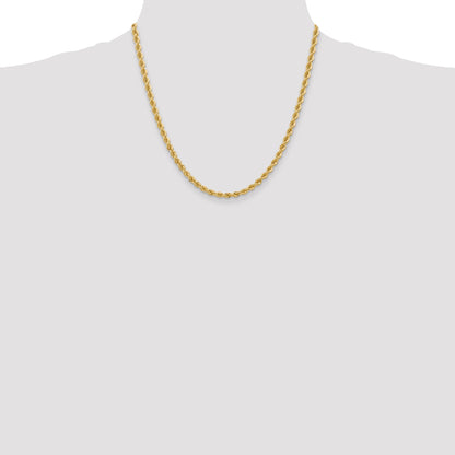 2 Inch 10K Yellow Gold 4mm Regular Rope Chain Necklace