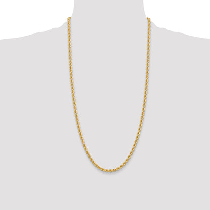 28 Inch 10K Yellow Gold 4mm Regular Rope Chain Necklace