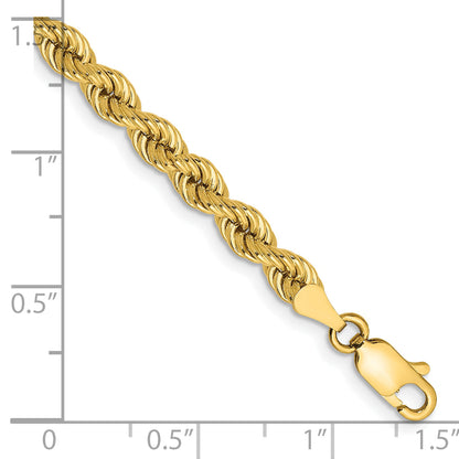7 Inch 10K Yellow Gold 4mm Regular Rope Chain Bracelet