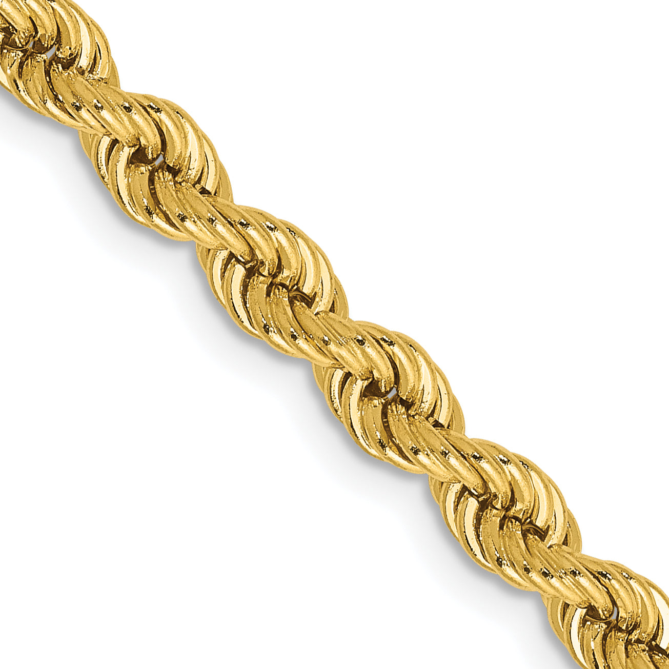 22 Inch 10K Yellow Gold 4mm Regular Rope Chain Necklace