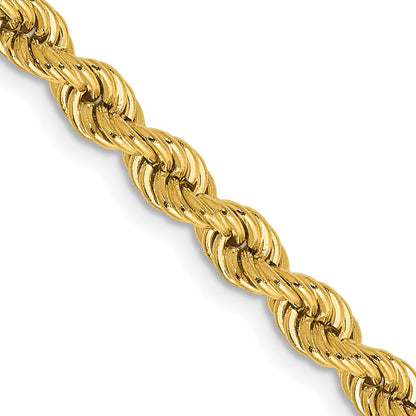 3 Inch 10K Yellow Gold 4mm Regular Rope Chain Necklace
