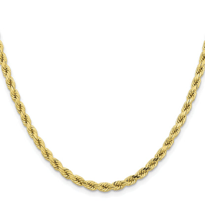 2 Inch 10K Yellow Gold 4.25mm Diamond-Cut Rope Chain Necklace