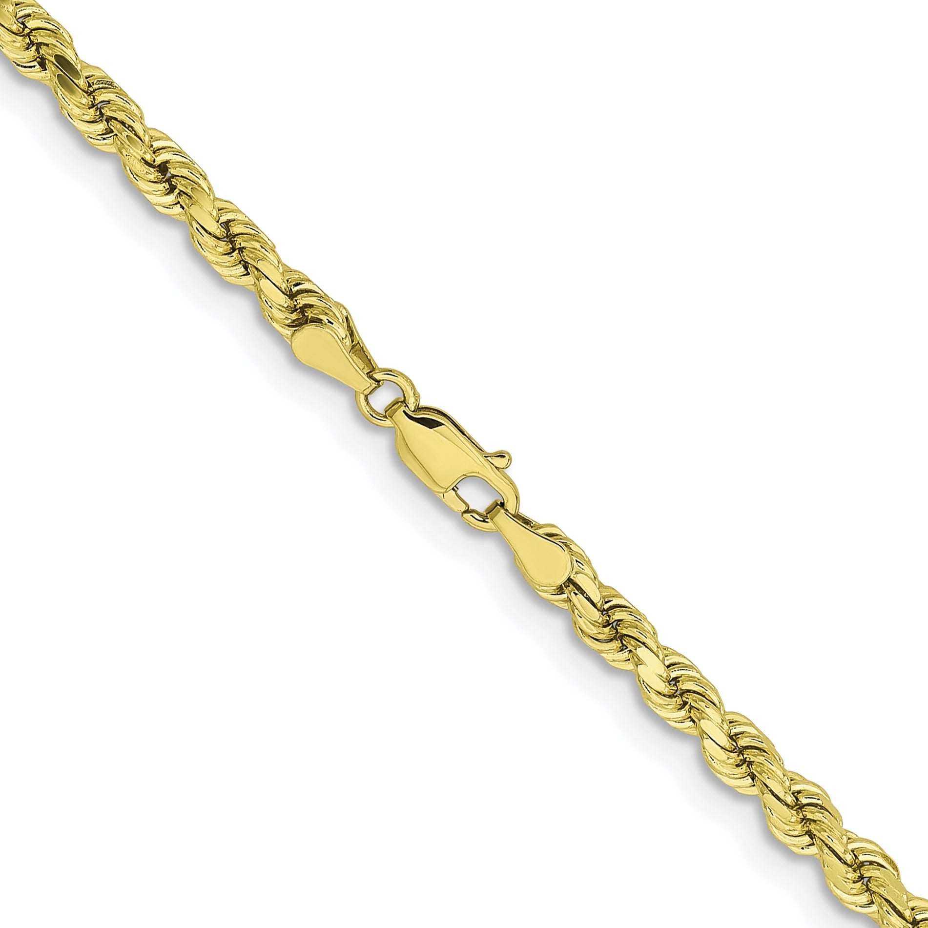 22 Inch 10K Yellow Gold 4.25mm Diamond-Cut Rope Chain Necklace